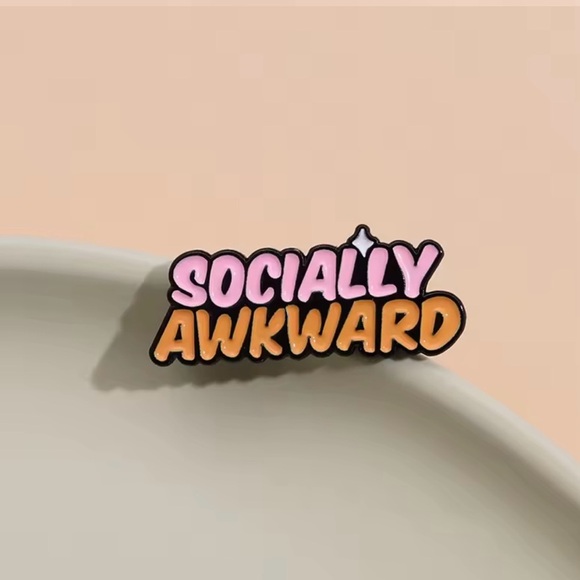 Socially Awkward Quote Enamel Pin – Funny Quotes Metal Brooch - Picture 12 of 12